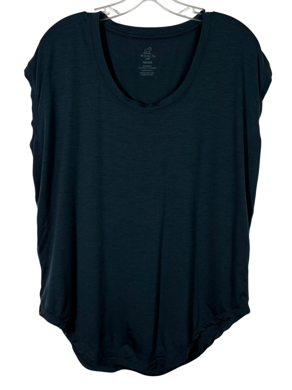 WoolX Gabi Tunic Women's Teal Blue Merino Wool Relaxed Fit Knit Top Scoop Neck M